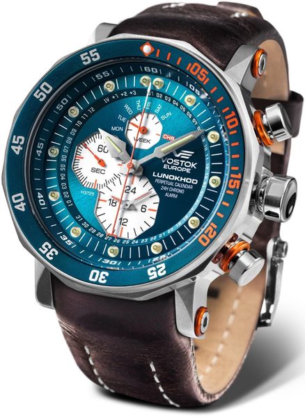Vostok Europe Lunochod-2 Multifuncional Line YM86-620A636 - modrý gumový řemínek - Obrázek 2