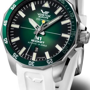 Vostok Europe N-1 Rocket Automatic Line NH35-225A710 - bílý gumový řemínek