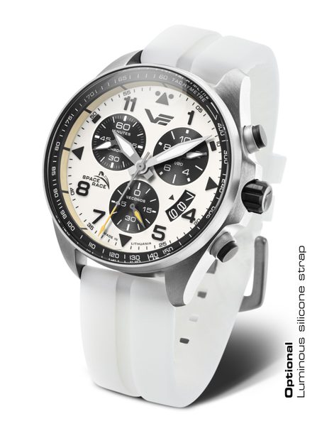 Vostok Europe Space Race Chrono Line 6S30-325A743 - bílý gumový řemínek (luminiscenční) - Obrázek 2