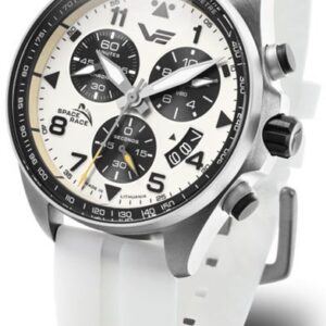 Vostok Europe Space Race Chrono Line 6S30-325A743 - bílý gumový řemínek (luminiscenční)