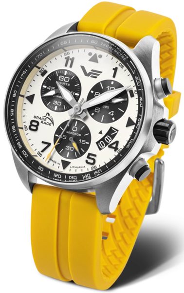 Vostok Europe Space Race Chrono Line 6S30-325A743 - žlutý gumový řemínek