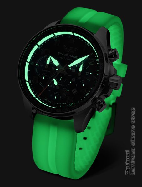 Vostok Europe Space Race Chrono Line 6S30-325C744 - bílý gumový řemínek (luminiscenční) - Obrázek 2