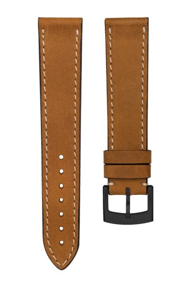 Kožený řemínek Biatec | Hnědý Vintage nubuk - 20 mm - Černá