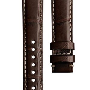 Kožený řemínek Biatec | Hnědý z aligátora - 20 mm - Rose Gold