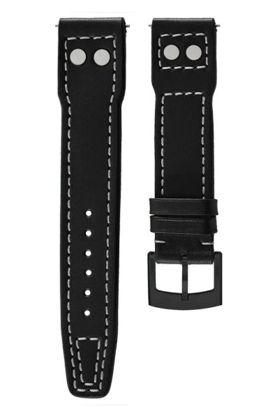 Kožený řemínek Biatec Pilot | Černý - 20 mm - Černá