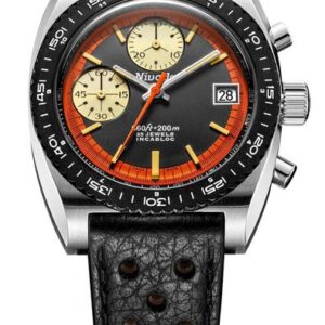 Nivada Grenchen Autochron Orange Automatic - Black Racing Strap