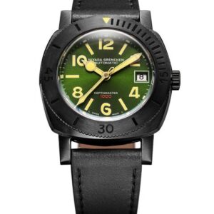 Nivada Grenchen Depthmaster Numerals - Black and Green - Black Leather