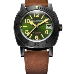 Nivada Grenchen Depthmaster Numerals - Black and Green - Brown Leather