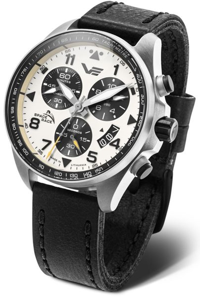 Vostok Europe Space Race Chrono Line 6S30-325A743 - černý kožený řemínek