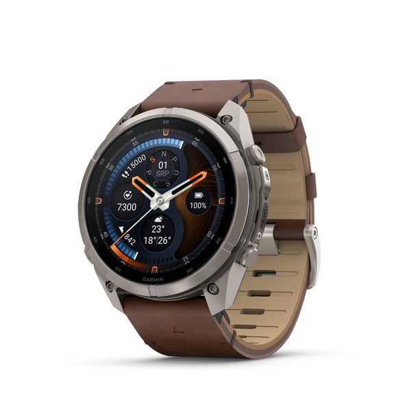 Titanium s koženým řemínkem Walnut 010-04337-41