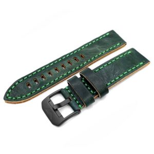 Kožený řemínek Vostok Europe pro Almaz 6S11-320C261 - zelený/černá spona