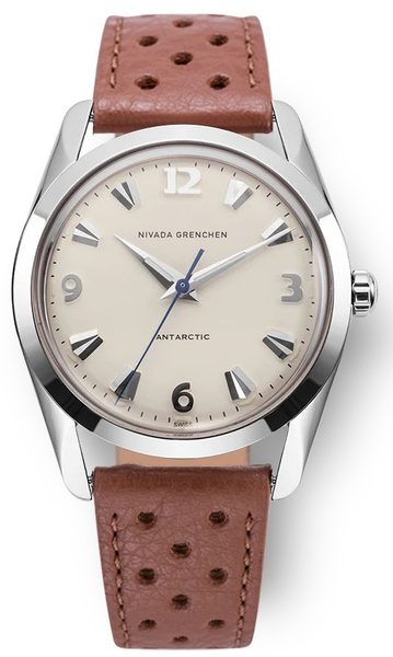 Nivada Grenchen Antarctic 35 mm - Eggshell White Luminova - Black leather White Stitching - Obrázek 2