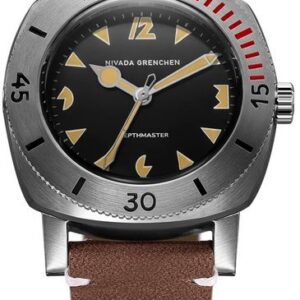 Nivada Grenchen Art Deco Depthmaster - Brown Leather White Stitching