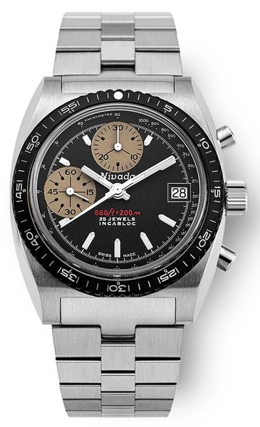 Nivada Grenchen Autochron White Automatic - Brown Leather White Stitching - Obrázek 2