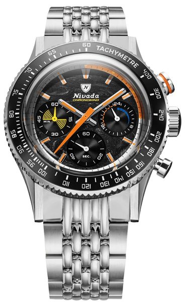 Nivada Grenchen Chronoking Mecaquartz Racing Carbon - Inter. Bezel - Black Rubber Tropic - Obrázek 2