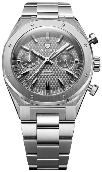 Nivada Grenchen F77 Chrono Mecaquartz Grey 38 mm - Steel Bracelet - Obrázek 2