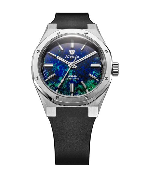 Nivada Grenchen F77 MK2 Azurite - 100 Years - 38 mm - Black Rubber