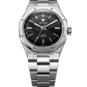 Nivada Grenchen F77 MK2 Shungite Black - 100 Years - 38 mm - Stainless Steel Bracelet