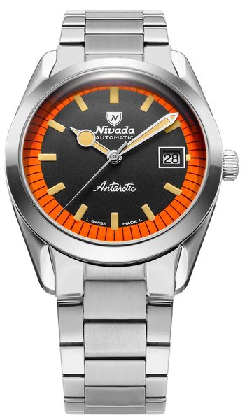 Nivada Grenchen Super Antarctic Black & Orange - 38 mm Date - Rubber tropic - Obrázek 2