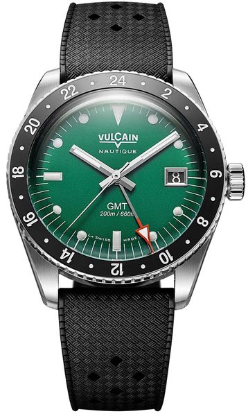 Vulcain Skindiver GMT - Green - Rubber Tropic
