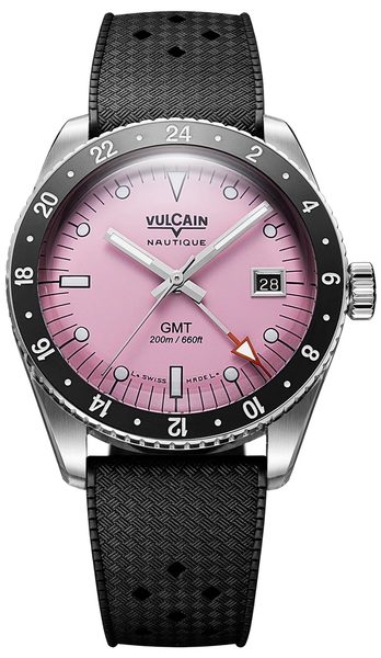 Vulcain Skindiver GMT - Pink - Rubber Tropic